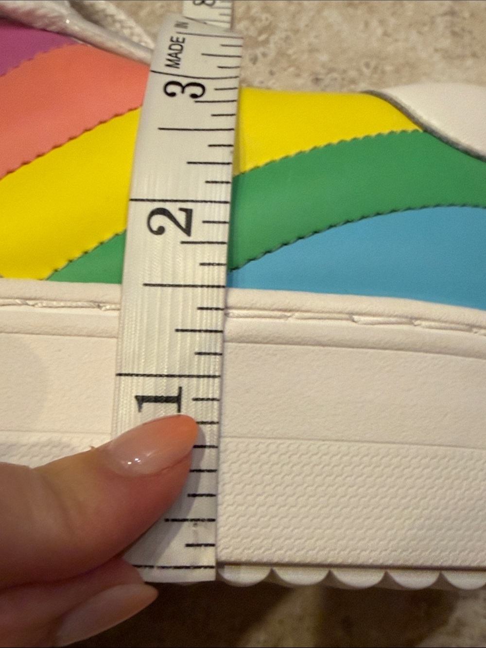 kate spade White Leather Sneakers with Pink, Blue & Yellow Accents - Picture 11 of 12